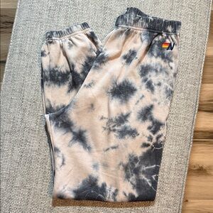 Aviator Nation Tie Dyed Sweatpants Tan Khaki Black Pockets Mens XL